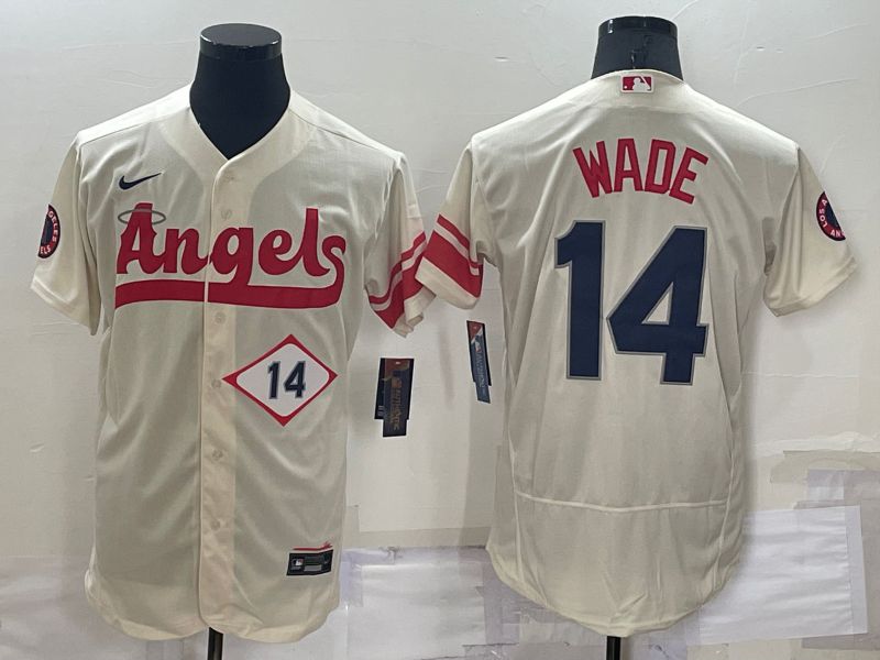 Men Los Angeles Angels 14 Wade Cream City Edition Elite Nike 2022 MLB Jerseys